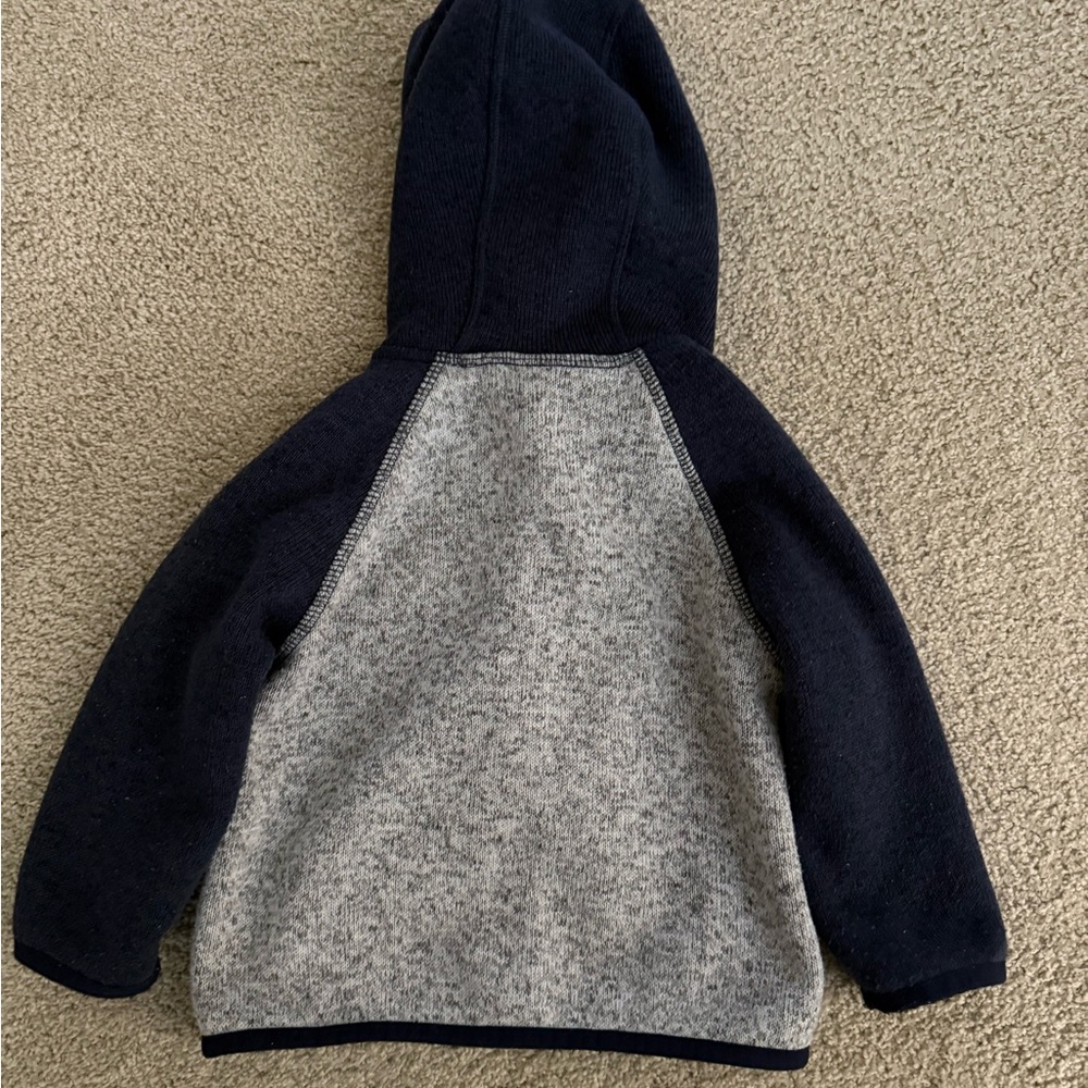 L.L. Bean Navy and Gray Fleece Hoodie 6-12m - Picture 3 of 3